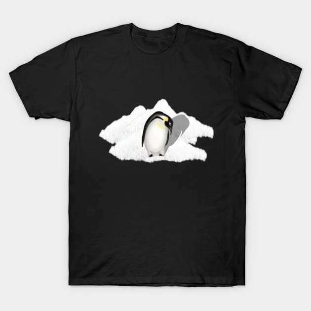 Emperor Penguin on an Ice Patch T-Shirt by ArtAndBliss